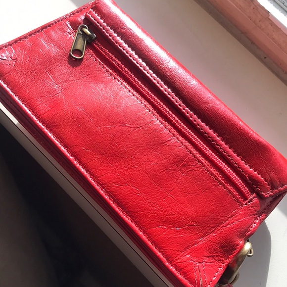 Alt Red Leather Wallet Wristlet W/Big Stud Snap - Picture 17 of 17